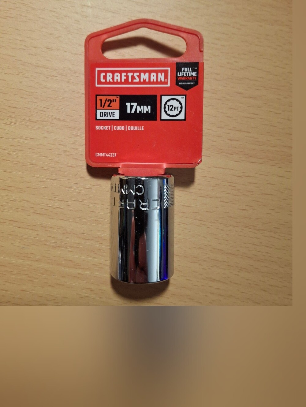 CRAFTSMAN 17mm 1/2in Drive 12-Point Standard Socket Chrome Steel CMMT44237